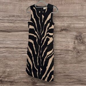 LOFT Black and Tan Zebra Print Dress